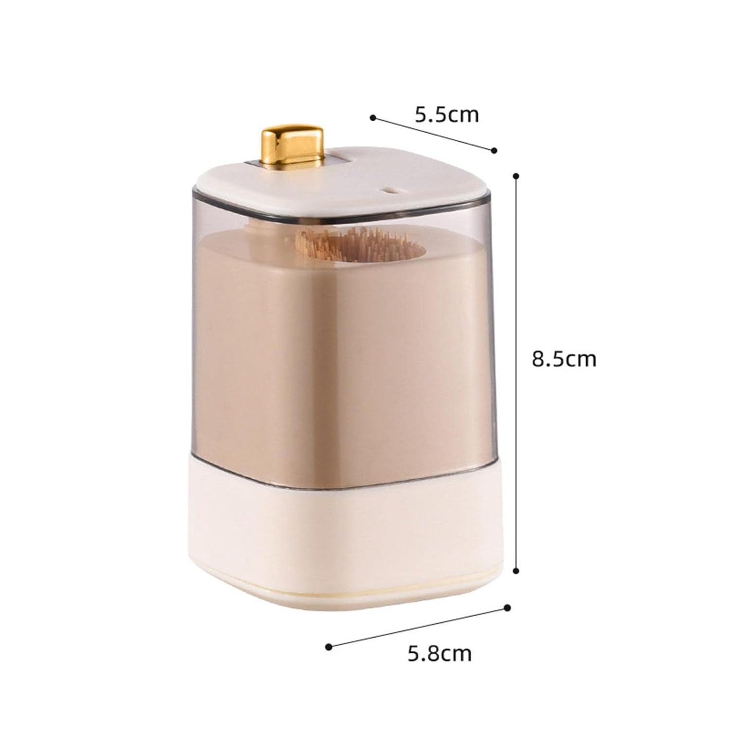 Automatic Toothpick Holder Dispenser with Clear Lid Beige | Sleek, Hygienic Design for Home, Kitchen, and Restaurants