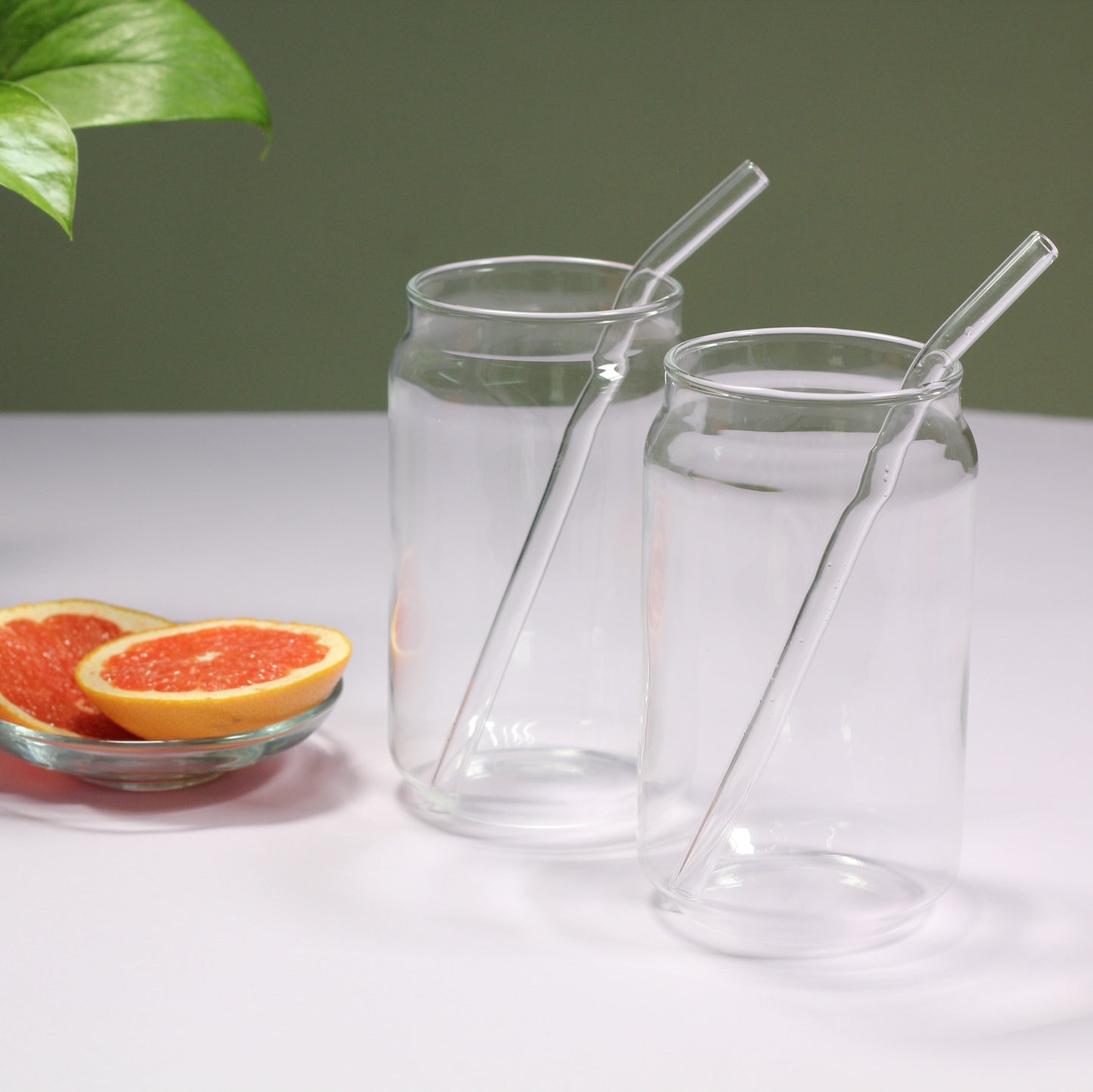 Can-Shaped Glass Tumblers with Straws - Set of 2 | 540ml | Sip in Style Anywhere!