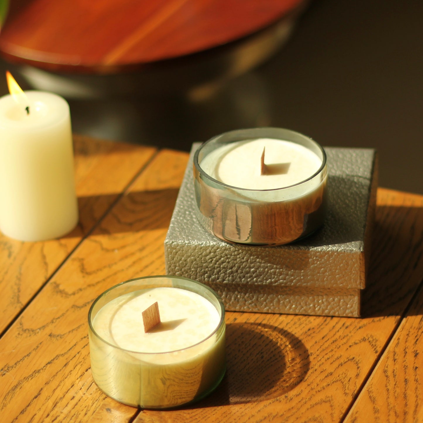 Premium Scented Soy Candle with Wooden Wick For Home Decor | 100% Soy Wax | Glaide Clip-On Design